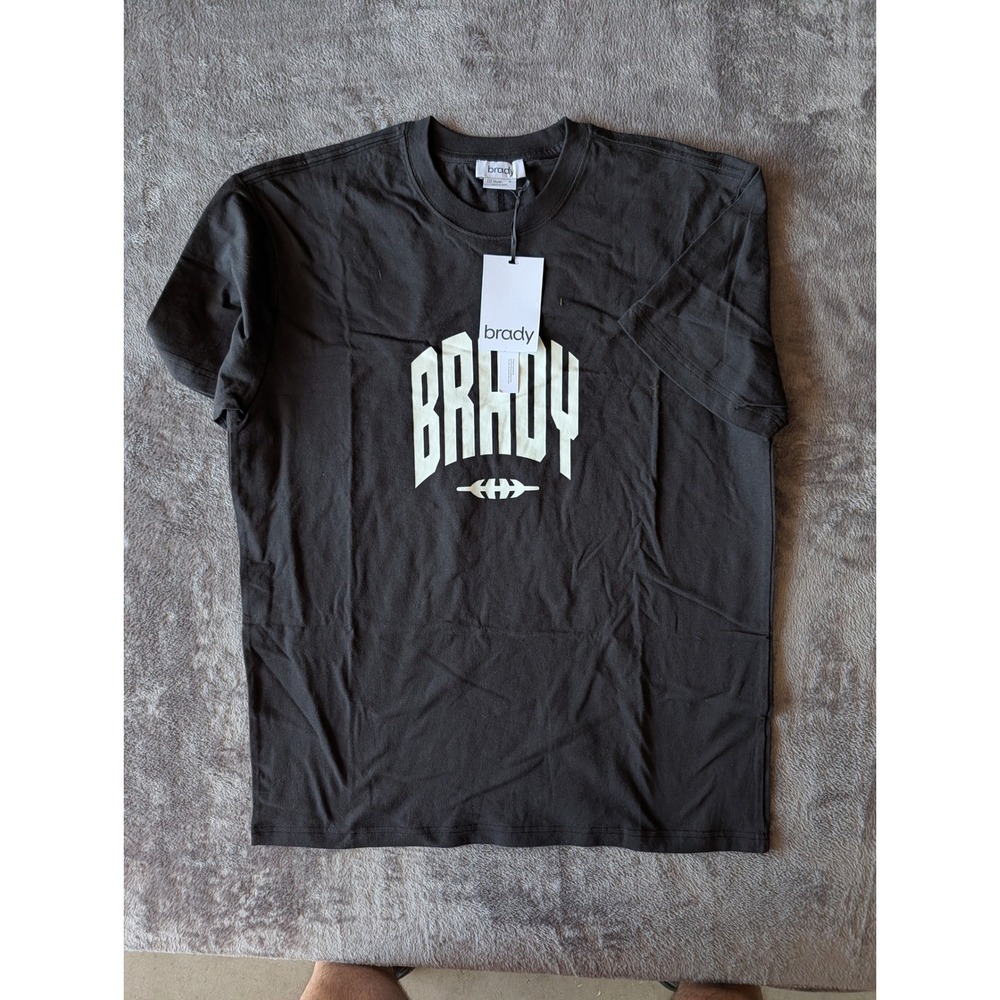 Brady Brand Varsity Short Sleeve Tee Jet Black Mens Small M02M002 NWT